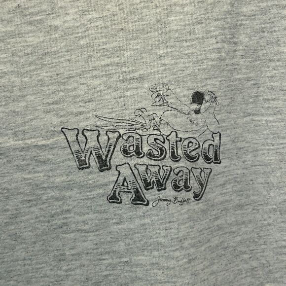 Vintage 90s Distressed Jimmy Buffett T Shirt Drunk Parrot Head Gray Mens L Large - Picture 11 of 14